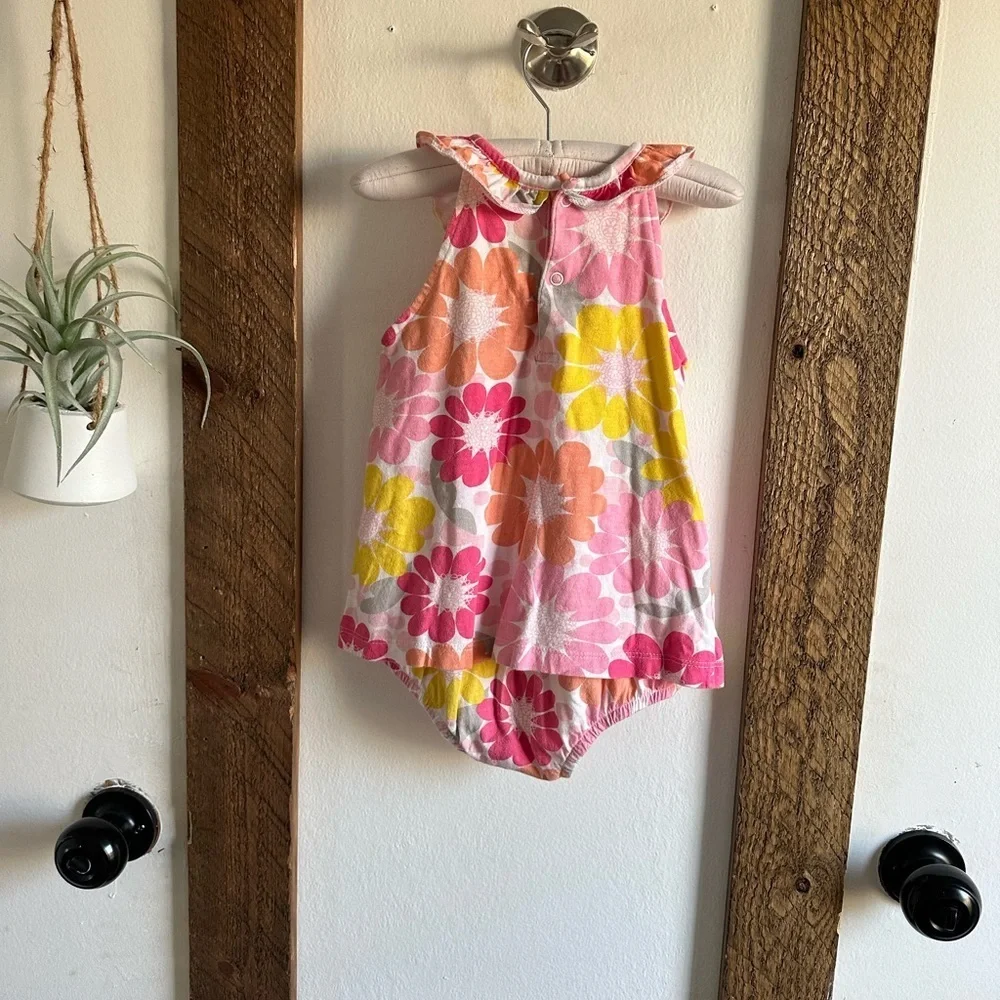 Carter’s Retro Mod Floral Romper Dress 24 Months Baby Toddler Girl